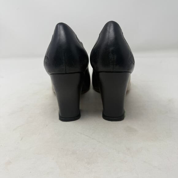 John Fluevog Kendra Pointed Toe Leather Heels Black Beige Leather Size 8 - Picture 8 of 15